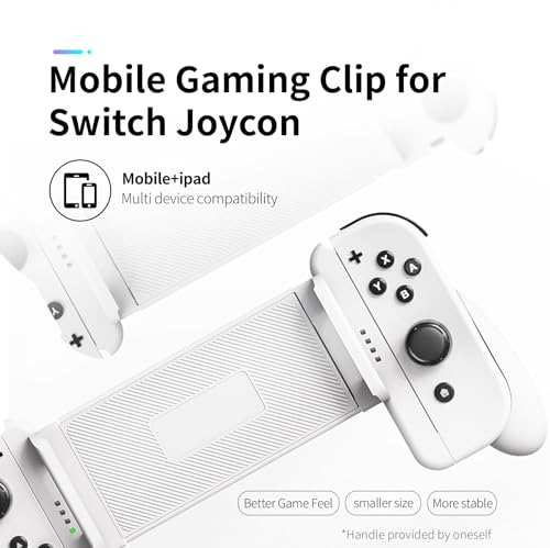 Switch Joycon Controller Holder for Mobiles and Tablets | Enhance Your Mobile Gaming with a Comfortable & Adjustable Grip | Compatible with Android/iOS/iPhone/iPad(Supports 12-25CM) (White). - color: white