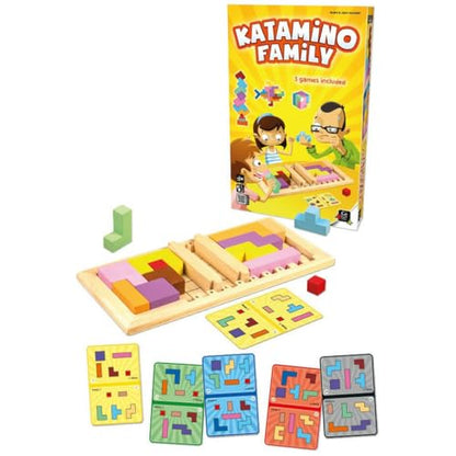 Katamino Family | Wooden Brain Teaser Puzzle Game for Kids and Parents | Educational Board Games for Toddlers and Kids of All Levels | Over 1000 Pentomino Combos | Ages 3+ | 1-2 Players | 10 Min