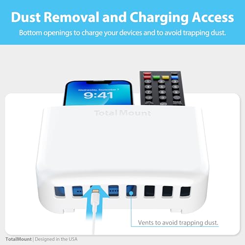 TotalMount Drop-Free Remote Holder – Removable Adhesive Strips – L White | Designed in the USA – Simply Put the Remotes In – No Tricky Magnet Alignment Needed (Holds 2 or 3 Remote Controls) - color: Standard White