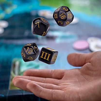AUSTOR 15 Pieces Complete Polyhedral Dice Set D3-D100 Game Dice Set with a Leather Drawstring Storage Bag for Role Playing Table Games(Black & Yellow) - color: Black & Yellow