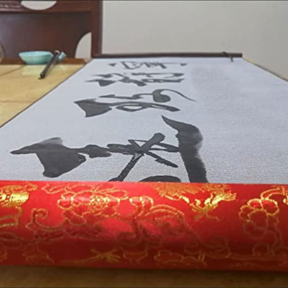 Flylin Calligraphy Cloth, Reusable Chinese Calligraphy Practicing Tool Magic Water Painting Paper Ten Thousand Times Writing Cloth Scroll for Home School (Red) - color: Red