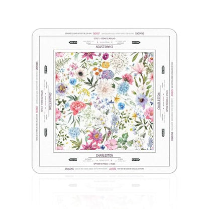 Tegeme Small Mahjong Mat 31.5 x 31.5 Inch Chinoiserie Flower Mahjong Mat | Anti Slip Game Rug for American Mah Jong Game Table Card Board Tile - size: 22" x 22", style: Floral