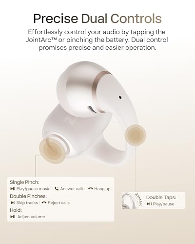 SHOKZ OpenDots 2 Open-Ear Clip-On Earbuds with Upgraded Dolby Audio, 3-Mic Clear Calls, Rich Bass, Up to 40 Hrs of Audio, Wireless Charging, Interchangeable Left/Right Earbuds, IP57, Bluetooth 6.1 - color: Pearl white