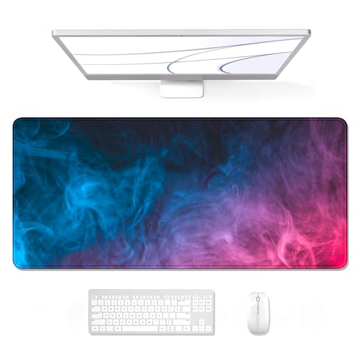 Auhoahsil Large Mouse Pad, XXL Gaming Mousepad, Desk Mat for Desktop, Thick Rubber, Big & Long Size, Stitched Edges, Full Desk Pad for Laptop & Computer, Extended 31.5 x 11.8 in, Colorful Smoke - color: 16 Colorful Smoke, size: 31.5L x 11.8W inches