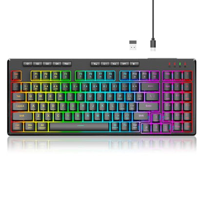 Redragon K517 Pro Wireless Gaming Keyboard, RGB Backlit, Tri-Mode BT/2.4GHz/USB-C, Mechanical Feel 94 Keys Computer Keyboard with 4 Macro Keys, Number Pad, 4000mAh Battery for Win/MAC - color: Black-W