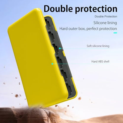 ONETIAOLONG Switch Game Case Holder for Switch 2 & OLED & Lite with 24 Cartridge Slots and 48 Micro SD Card Storage with Magnetic Closure,Protective Hard Shell and Soft Lining for Easy carrying - color: Yellow, style: 24-slots