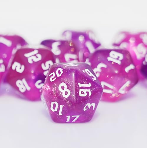 10PCs D20 Polyhedral Dice Set 22mm for DND RPG MTG Dungeons and Dragons Dice (Pink) - color: Pink