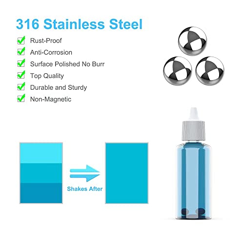 DIYESMART 120pcs Paint Mixing Balls 5.5mm/apr. 0.22” (316 Stainess Steel), 20pcs Paint Tray, 2pcs Paint Stirrer and 6pcs 3ml Paint Eyedroppers Suit for Mixing Model Paints, Mixing Nail Polish… - size: 1202022