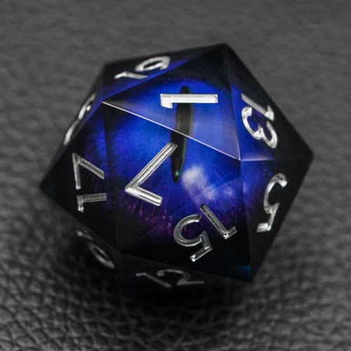 Dungeons and Dragons DND Dice D20, Moving Eyeball Liquid Core Dice Set D&D 33MM Oversized D20 Single Sharp Edge Resin dice with Gift Case, Polyhedral Dice for Role Playing Game