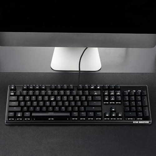 Hexgears GK735 Mechanical Gaming Keyboard Kailh Box White Switch 104 Keys ABS Keycaps Wired Gaming Keyboard with White LED Backlight, Ergonomic Design for Windows Laptop PC Mac (No Light Strip) - color: Black, size: Clicky