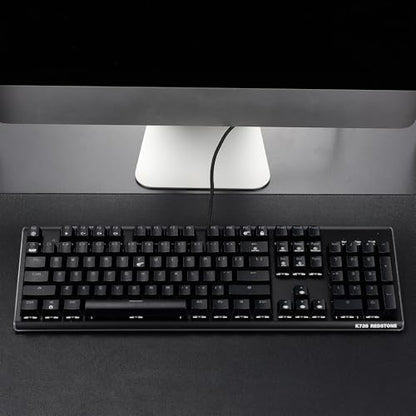 Hexgears GK735 Mechanical Gaming Keyboard Kailh Box White Switch 104 Keys ABS Keycaps Wired Gaming Keyboard with White LED Backlight, Ergonomic Design for Windows Laptop PC Mac (No Light Strip) - color: Black, size: Clicky