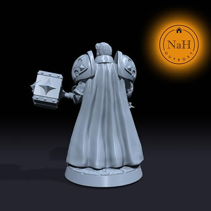 Gareth Lightbringer | Sir Warrick | Human Male Paladin or Cleric Miniature for Tabletop Games Like D&D and War Gaming| Dungeons and Dragons Mini Clear Acrylic Base - style: Clear Acrylic Base