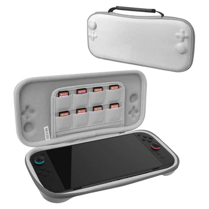 RAVEtone Travel Carrying Case Compatible with Nintendo Switch 2 Model 2025, Ultra Slim Premium EVA Portable Hard Shell Pouch Waterproof Game Bag with 16 Game Cartridge Accessories (Gray) - color: Gray, style: Slim