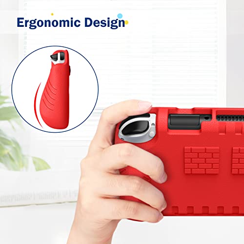 FINTIE Kid-Friendly Ultraligh Case for Nintendo Switch OLED Model (2021) | Game Card Slots, Ergonomic Grip Design, Lightweight EVA Foam, Anti-Scratch Protective Grip Case Cover, Red - color: Red