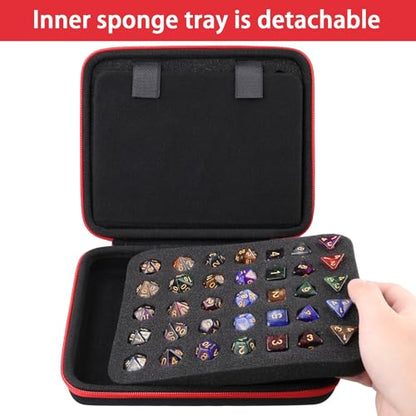 DND Dice Storage Case with Detachable dice sponge and tray | Storage of DND dice, With Detachable Dice Sponge, Sponge have separate grooves prevent collision and damage to each other - style: Rectangle Case