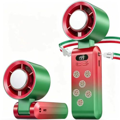 Handheld Portable Turbo Fan with Ice Cooler, Speed (1-199) 5500mAh Rechargeable Personal Fan,[20H Cooling Time] [20000 RPM] Pocket Fans for Travel/Outdoor/Office, Soccer - color: Soccer