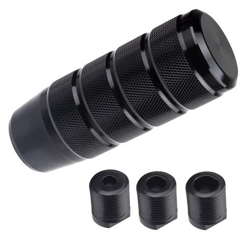 ecocstm Car Shifter Knob, Aluminum Gear Shift Style Knobs, Car Accessories | 3.74" Shift Knob with 3 Threaded Adapters M8 M10 M12 x 1.25 Fit Universal Manual Transmission, Automotive, Trucks (Black) - color: Black