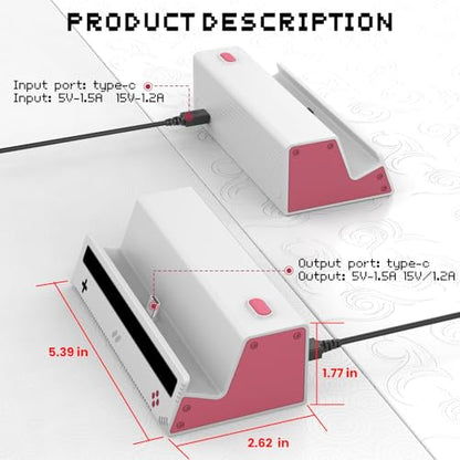 HEIYING Switch Charger Dock for Nintendo Switch 2 / OLED/Lite,Charging Dock Station with Standard USB-C Port for Easy Console Charging - color: Grey