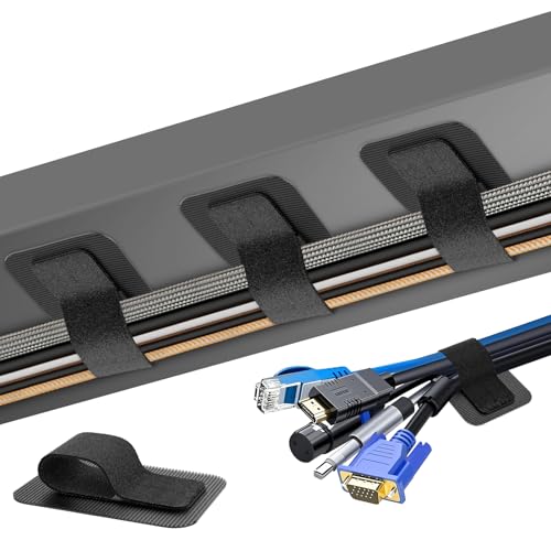 Cable Management Under Desk, Enhanced up to 15 Cord Organizer30 Pair | Reusable, No Residue Left, Adjustable Hook and Loop Cable Ties, Wire Hider Under Table, Home Office Essentials - color: Black, size: 30 Pair