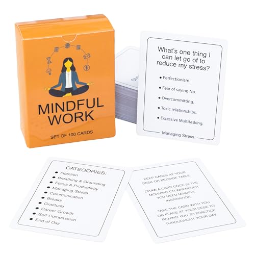 100 Mindful Work Cards – Mindfulness & Self‑Care Prompts for Professionals | Desk & Travel Deck for Stress Relief, Focus, Motivation & Well‑Being - style: Work Cards