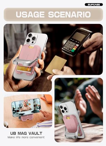 SUPCASE for MagSafe Wallet with Stand, Magnetic Wallet for Men Women, [Hold 6 Cards] [RFID Blocking] [Strong Magnetic Lock] Phone Stand Card Holder for iPhone 17/16/15/14/13/12 Series, Blush Pink - color: Blush Pink