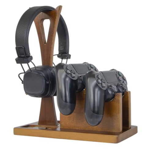 Game Controller Holder Gifts for Gamers to Organize Gaming Accessories & Headphone Holder, Unique Gamer Gifts Headset Stand Controllers Holders, Stylish Controller Stand Gaming Equipment - size: Game_Brown