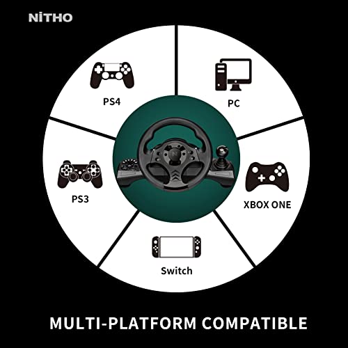 Nitho Drive Pro V16 Gaming Steering Wheel with Pedals and Shifter, 270 Degrees Racing Wheel with Dual Vibration, Compatible with PC, PS3, PS4, Xbox One, Xbox Series X|S and Switch - color: Drive Pro V16