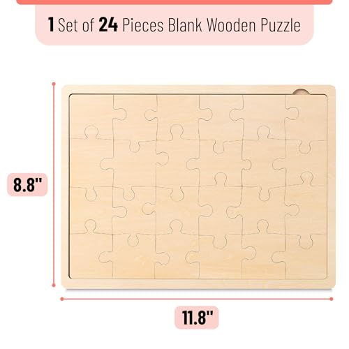 Mr. Pen- Blank Wooden Puzzle, 24 Pieces, 11.8" x 8.8" | Wooden Blank Puzzles to Draw on - size: 24 pcs, 11.8" x 8.8"