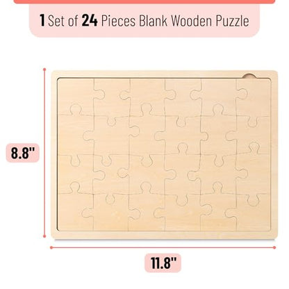 Mr. Pen- Blank Wooden Puzzle, 24 Pieces, 11.8" x 8.8" | Wooden Blank Puzzles to Draw on - size: 24 pcs, 11.8" x 8.8"
