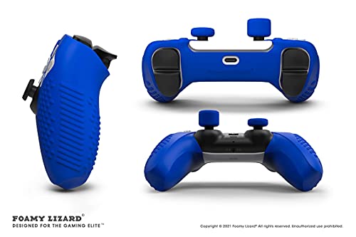 SensePro PS5 Controller Skin Grip, Anti-Slip Studded, Blue | Dock Compatible, Soft Gel Silicone Cover for Playstation 5 Dualsense, Rubber Protector, Raised Thumb Grip Caps - color: Blue