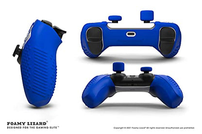 SensePro PS5 Controller Skin Grip, Anti-Slip Studded, Blue | Dock Compatible, Soft Gel Silicone Cover for Playstation 5 Dualsense, Rubber Protector, Raised Thumb Grip Caps - color: Blue