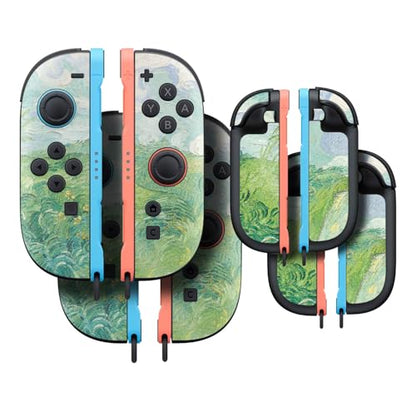 Glossy Glitter Gaming Skin Compatible with Nintendo Switch 2 Joy-Con Controller 2 Pack - Green Wheat Fields - Premium 3M Vinyl Protective Wrap Decal Cover - Easy to Apply MightySkins - color: Green Wheat Fields, size: 2 Pack of Joy-Con Skins, style: Gloss