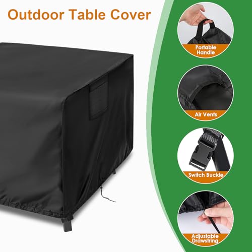 Outdoor Table Cover Square 24 inch Patio Table Cover Waterproof | Patio Furniture Covers Rectangular for Outside Small Table and Chair Sets, Fire Pit, Coffee Table, Ottoman-24"L x 24"W x 28"H