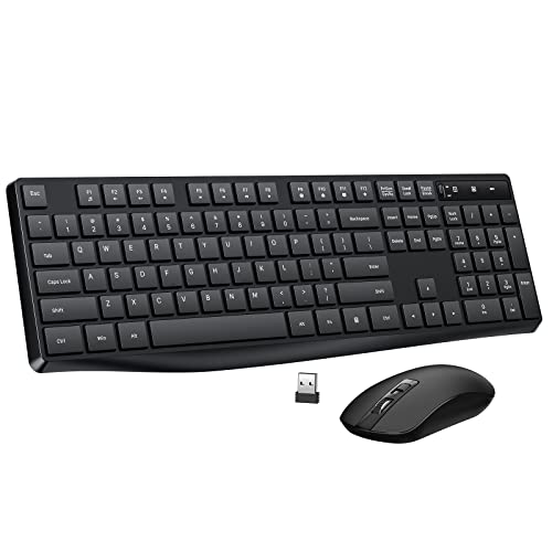 Wireless Keyboard and Mouse Combo, Lovaky 2.4G Full-Sized Ergonomic Keyboard Mouse, 3 DPI Adjustable Cordless USB Keyboard and Mouse, Quiet Click for Computer/Laptop/Windows/Mac (1 Pack, Black) - color: Black, size: 1 Pack