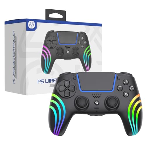 Wireless Anti-Stick Drift Controller for PS5/PC - Features, Turbo, 6-Axis Gyro, Dual Vibration, Macro Back Buttons, Touchpad, Bluetooth 5.0, 3.5mm Audio Jack & Built-in Microphone (BLACK1) - color: BLACK1