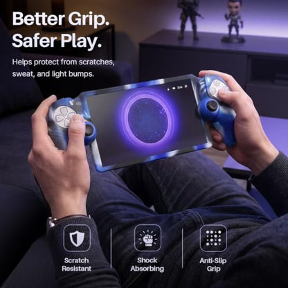 TNP Camouflage Blue Silicone Case Cover Compatible with PlayStation Portal | Protective soft-grip shell for steadier handheld play; 1 flexible cover only, console and thumb grips not included - color: Camouflage Blue