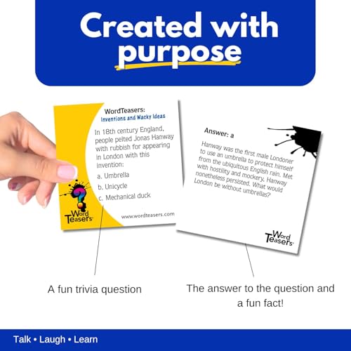 ? WORD TEASERS Inventions & Wacky Ideas - Family Trivia Card Game for Kids & Adults – Quiz Game for Game Night - 150 Question Cards