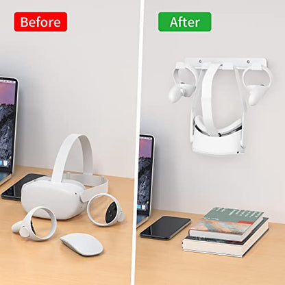 SOKUSIN VR Wall Mount - Storage Stand Holder Hook for Meta/Oculus Quest 3/2/Quest/Rift/ Rift S/PSVR 2/Valve Index/ HTC Vive/HP Reverb G2/Playstation VR Headsets, Gaming Controller Hanger Space Saving - color: White
