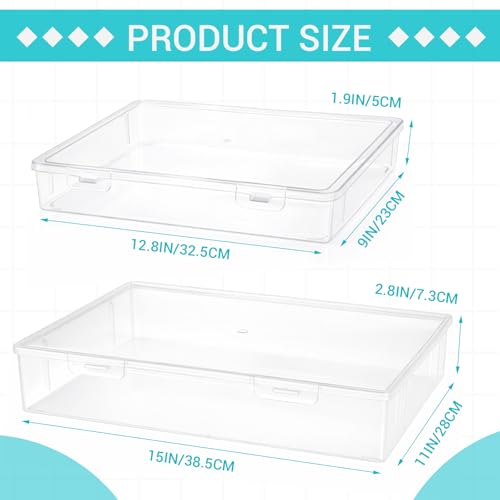 Gerrii 4 Pack Extra Large Board Game Storage Organizer Box, Plastic Storage Container 15"/ 12.8" with Latch Lid, Stackable Craft Paper Case for Puzzles, Cards, Chess Pieces, Art Supplies - size: 15"/ 12.8"