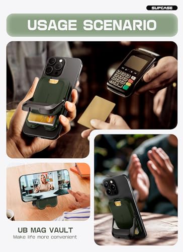 SUPCASE for MagSafe Wallet with Stand, Magnetic Wallet for Men Women, [Hold 6 Cards] [RFID Blocking] [Strong Magnetic Lock] Phone Stand Card Holder for iPhone 17/16/15/14/13/12 Series, Battle Green - color: Battle Green