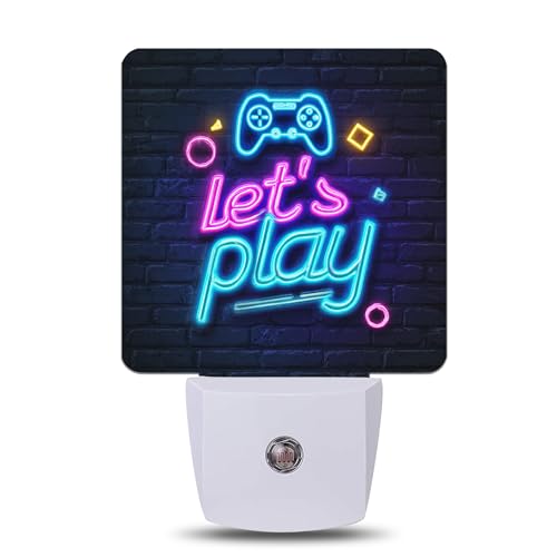 Game Controlle Night Light, Let's Play Nightlight Lamp with Dusk to Dawn Sensor for Home Indoor Stairway Kitchen Corridor, Decorative Night Lights Plug Into Wall for Boys Girls Women Men Room Gifts - color: Game Controlle