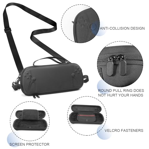 14 in 1 Carrying Case for PS5 Portal, Travel kits Accessoris Set Compatible with Playstation Portal(Crossbody bag), Soft Silicone Protective Cover, 2X 9H Shatterproof Tempered Glass Screen Protector, 4 Silicone Caps, Ps Portal Accessories