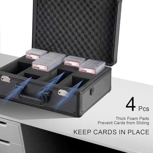 Graded Card Storage Box – Aluminum Alloy Trading Cards Storage Box with Combination Lock - Holds 140+ Graded Cards, Sports Card Case, Fits PSA, CSG, BGS (Black) - color: Black