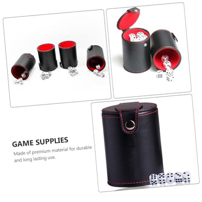 PU Leather Dice Cup with Double-Layer Lid Portable Dice Shaker for Bar Games Table Games Smooth Easy-Clean PU Material Professional Storage Container