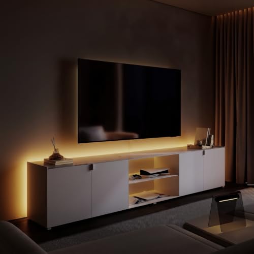 LED Backlight for TV Stand & Media Console, 26.2ft Tunable White LED Strip Lights (2700K-6500K), Dimmable with App & Remote, TV Bias Lighting, Standoff Mount Kit (4 Mounting Options) - color: Tunable White, size: TV Stand & TV Unit