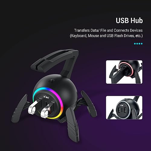 Mouse Bungee Spider Gaming Mouse Bungee Cable Holder Mouse Cord Holder with RGB Light and USB Port (USB Style)