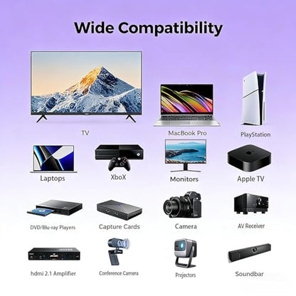 16K HDMI 2.2 Cable 3.3FT, 96Gbps Ultra High Speed 16K@60Hz 8K@120Hz 4K@480Hz HDMI Cord, HDCP 2.3 & HDR10 HDMI Cables for PS5/Xbox Series X|S/Roku TV/Gaming PC/Monitor/Blu-ray/Projector - size: 3.3 FT
