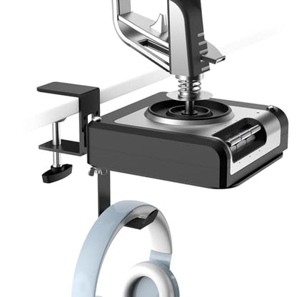 SILVIP Flight Hotas Desk Mount - Flight Simulator Joystick/Throttle/Hotas Mount Clamp with Headphone Holder Compatible with Thrustmaster, Logitech, Turtle Beach & Winwing Flight Sim Hotas, Black