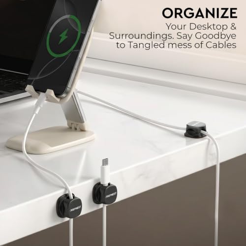 Cable Clips, 8 Pack Rotatable Cord Organizer with Adhesive | Strong Adhesive • 360° Rotatable • Secure Cable Management • For Desk, Car & Nightstand - size: Pack of 8