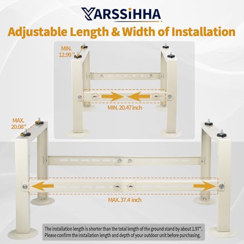 Yarssihha Mini Split Stand for 9000-60000 BTU Air Conditioner Condenser, Outdoor Adjustable Heat Pump Stand, Heavy Duty Ground Stand - style: 9000-60000 BTU